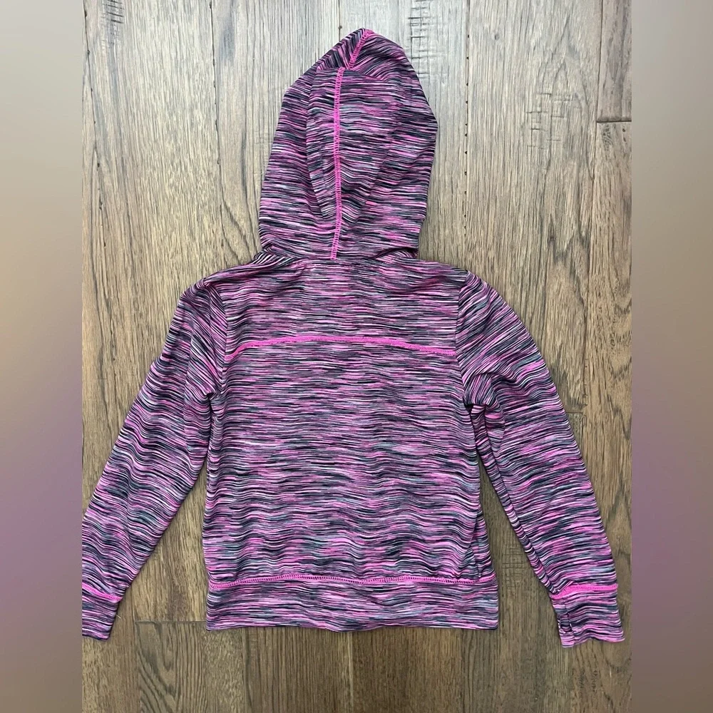 🔥GYMGO  Girls Space Dye Full-Zip Hoodie Pink Black Size S (5-6) Thumbholes 🔥 - Picture 8 of 11